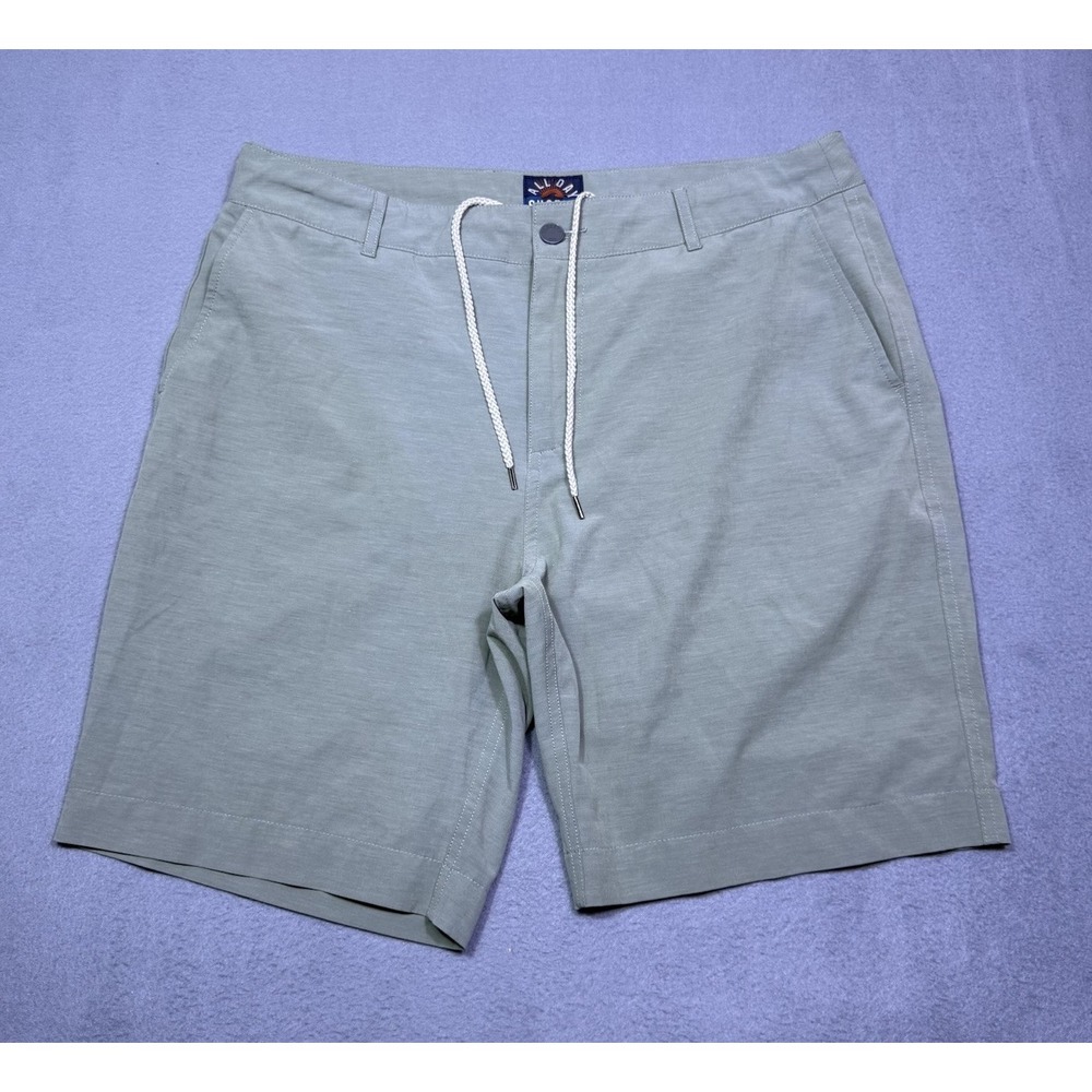 Faherty All Day Shorts Mens 35 Sage Green Golf Athleisure Normcore Dadcore USA